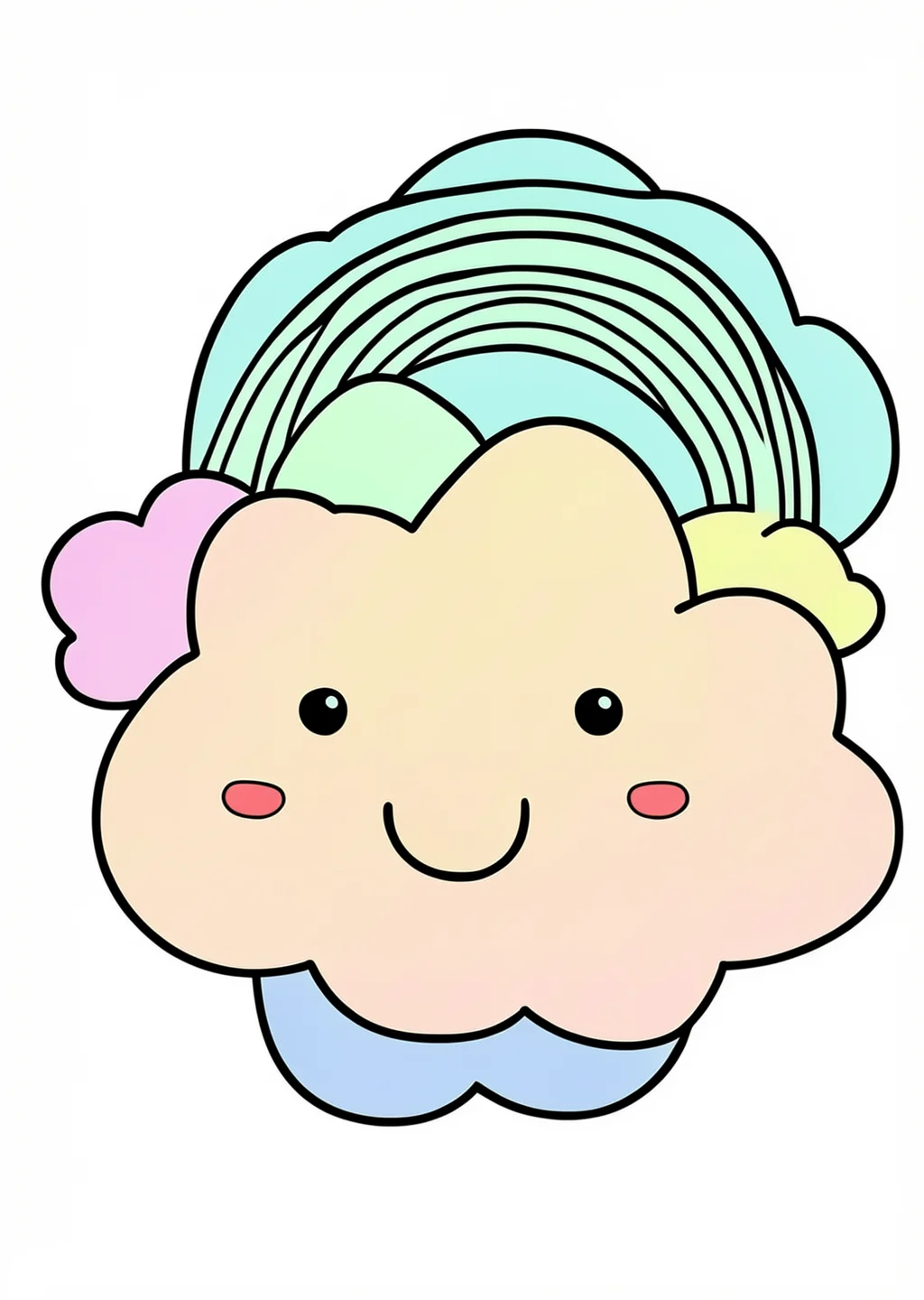Kawaii Wolke Ausmalbild – farbiges Beispiel