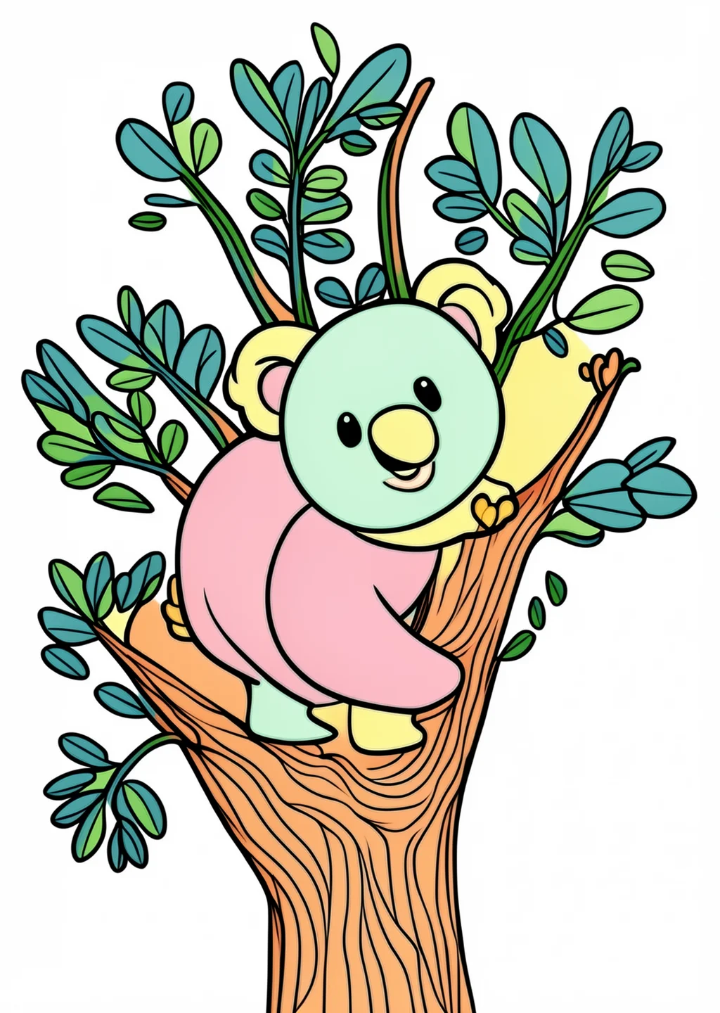 Koala Ausmalbild – farbiges Beispiel