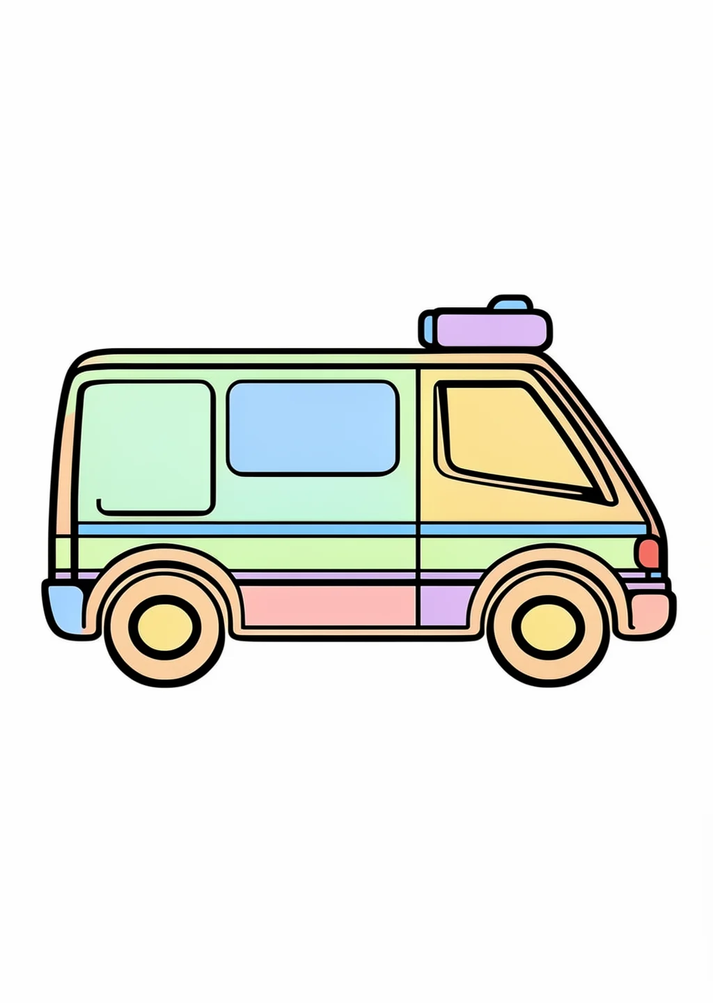 Krankenwagen Ausmalbild – farbiges Beispiel