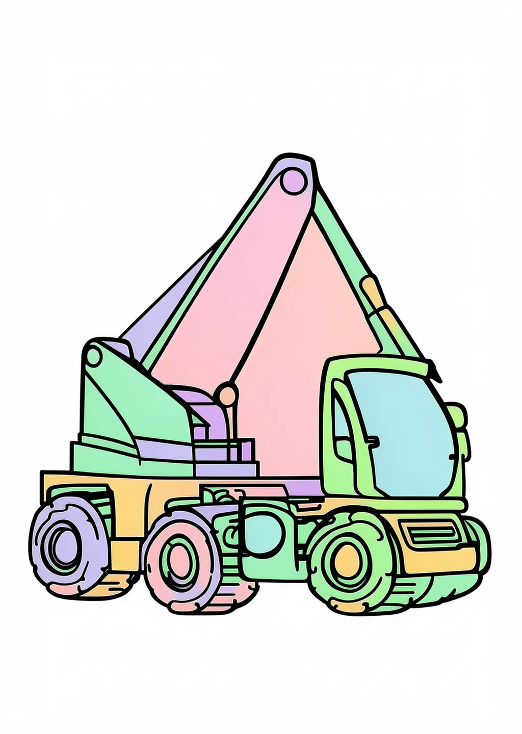 Kranwagen Ausmalbild – farbiges Beispiel