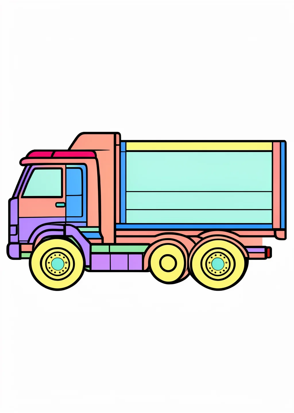 LKW Ausmalbild – farbiges Beispiel