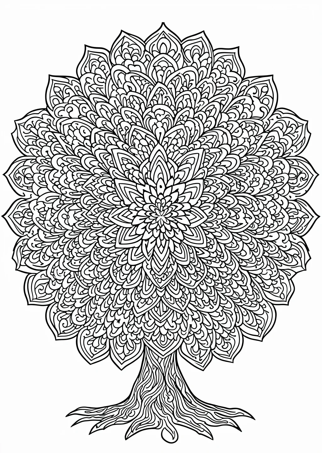 Baum-Mandala Ausmalbild