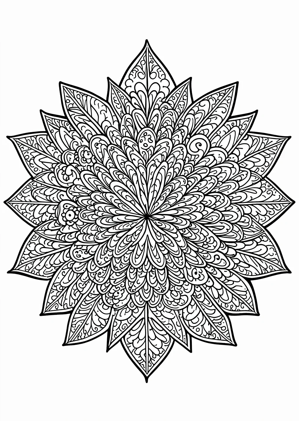 Blätter-Mandala Ausmalbild – Ausmalbild Vorlage
