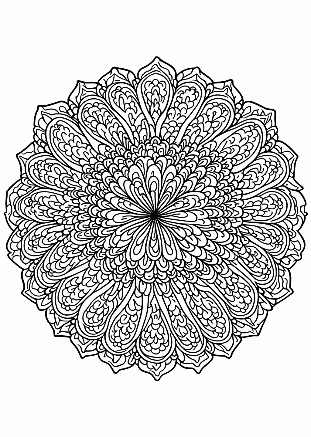 Rundes Blüten-Mandala Ausmalbild – Ausmalbild Vorlage