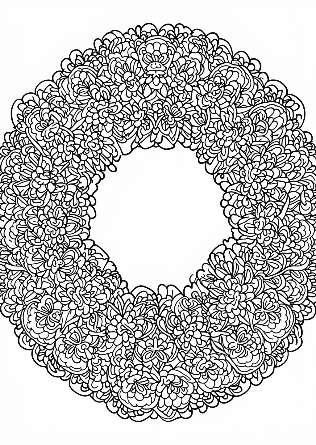 Blumenkranz-Mandala Ausmalbild