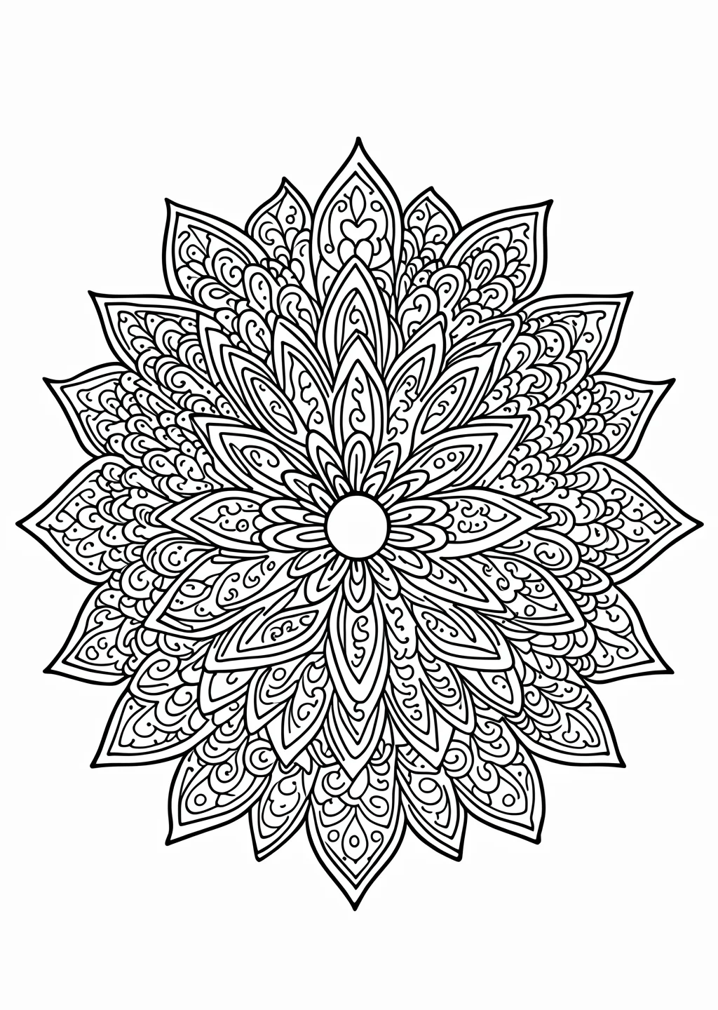 Blütenblatt-Mandala Ausmalbild – Ausmalbild Vorlage
