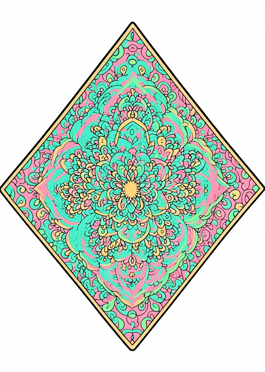 Diamant-Mandala Ausmalbild – farbiges Beispiel