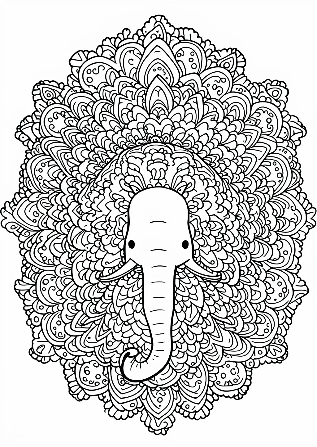Elefanten-Mandala Ausmalbild – Ausmalbild Vorlage