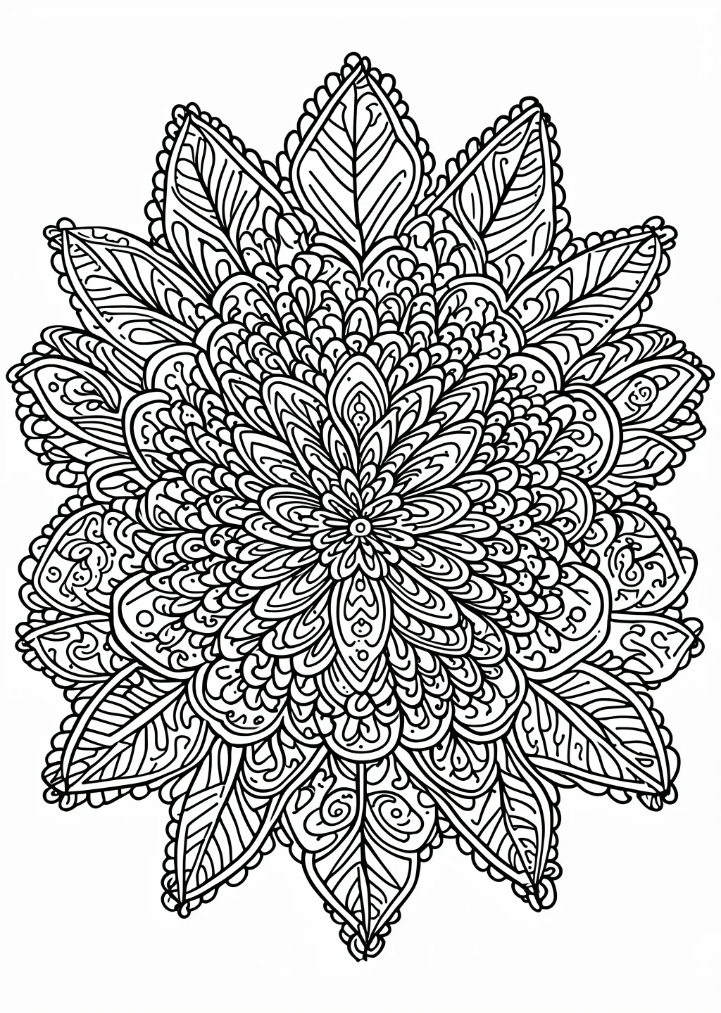Feder-Mandala Ausmalbild – Ausmalbild Vorlage