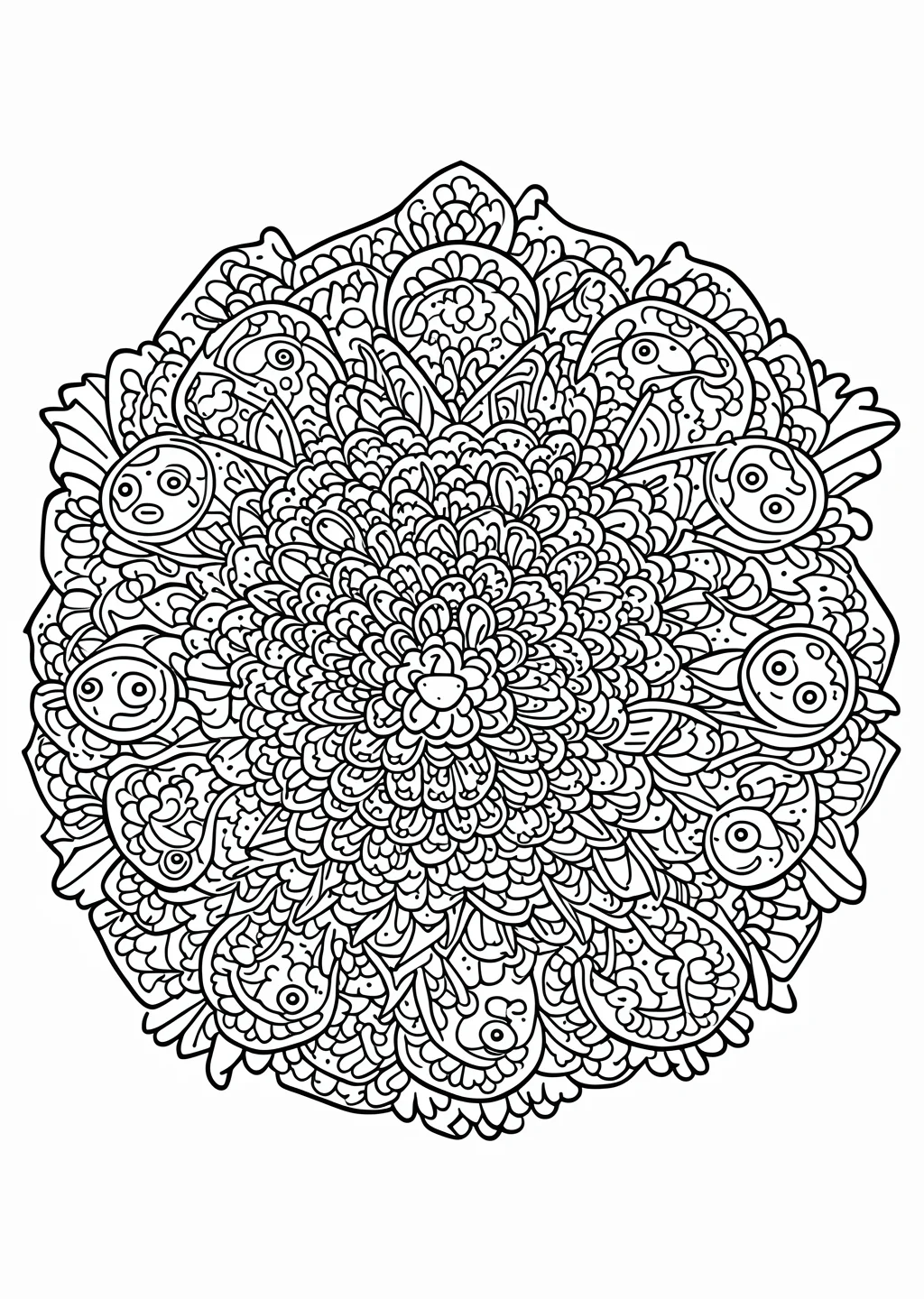 Fisch-Mandala Ausmalbild