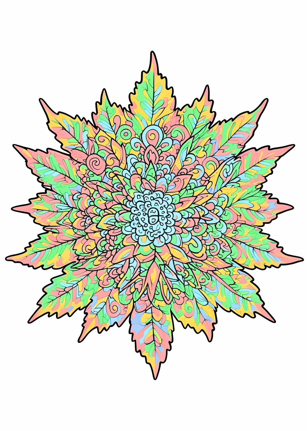 Herbst-Mandala Ausmalbild – farbiges Beispiel