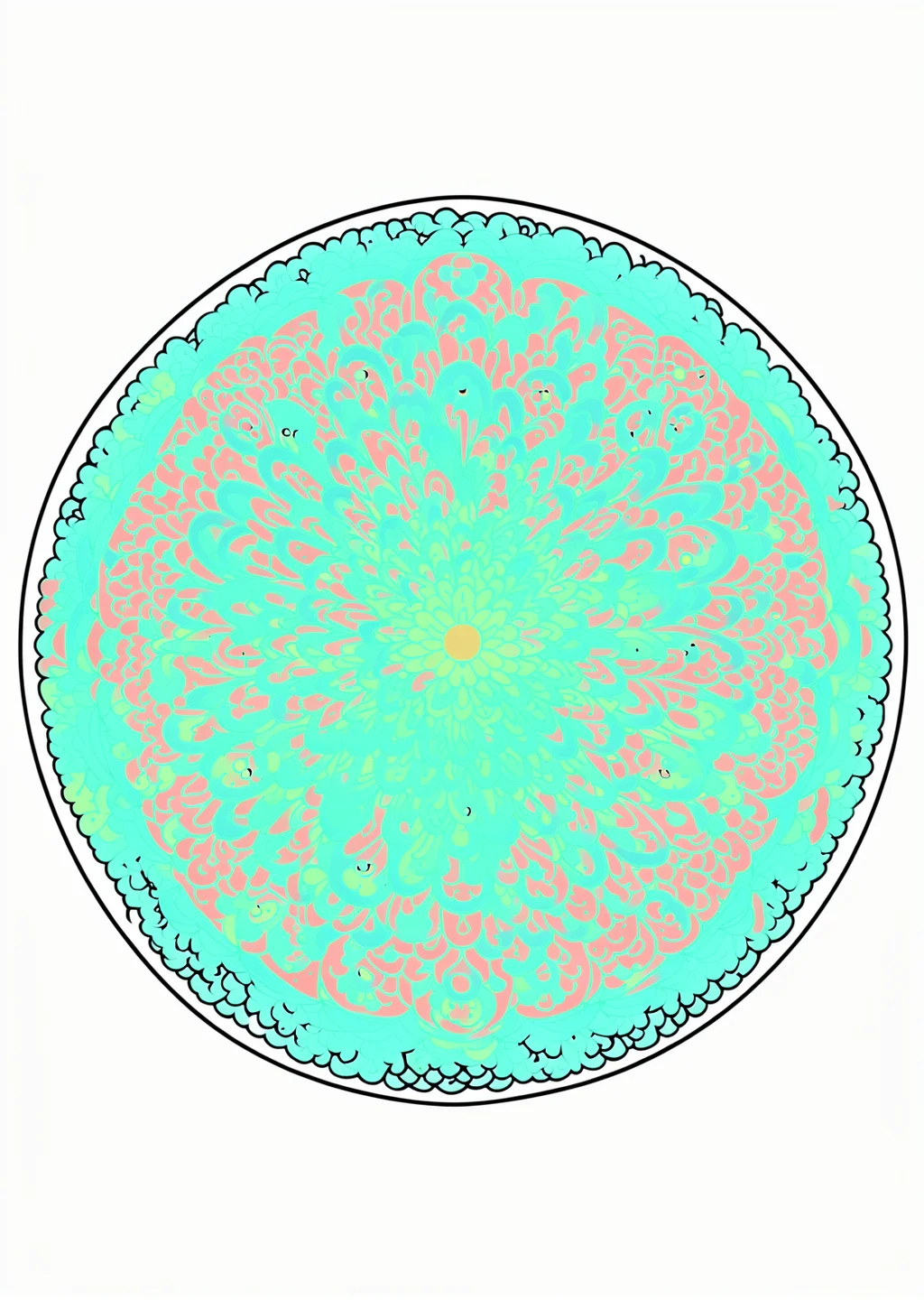 Kreis-Mandala Ausmalbild – farbiges Beispiel
