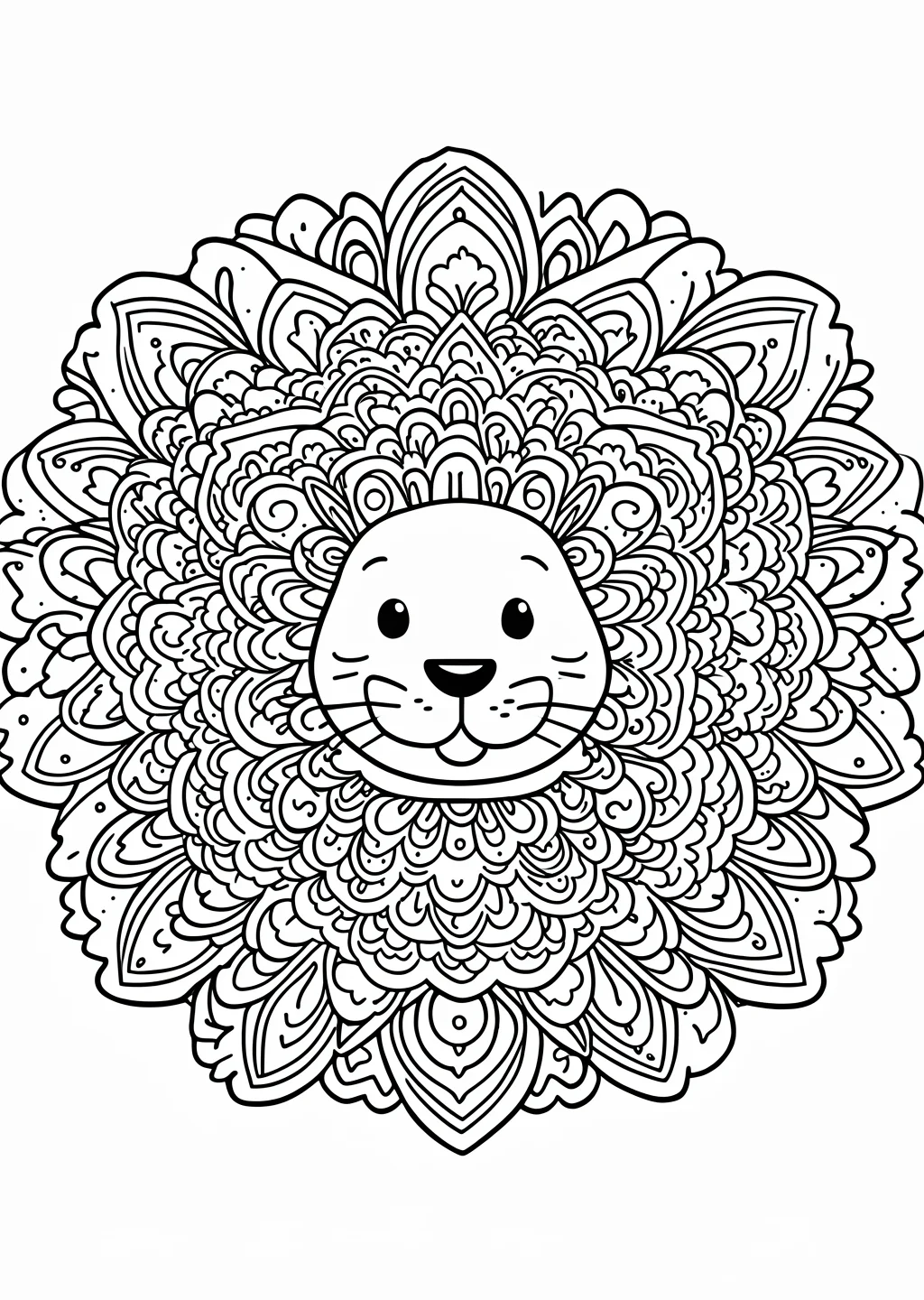 Löwen-Mandala Ausmalbild – Ausmalbild Vorlage