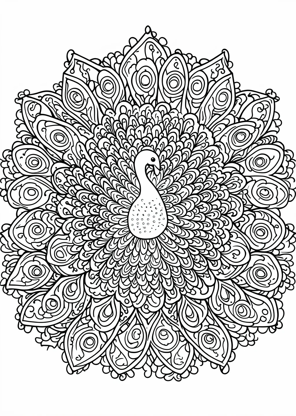Pfauen-Mandala Ausmalbild