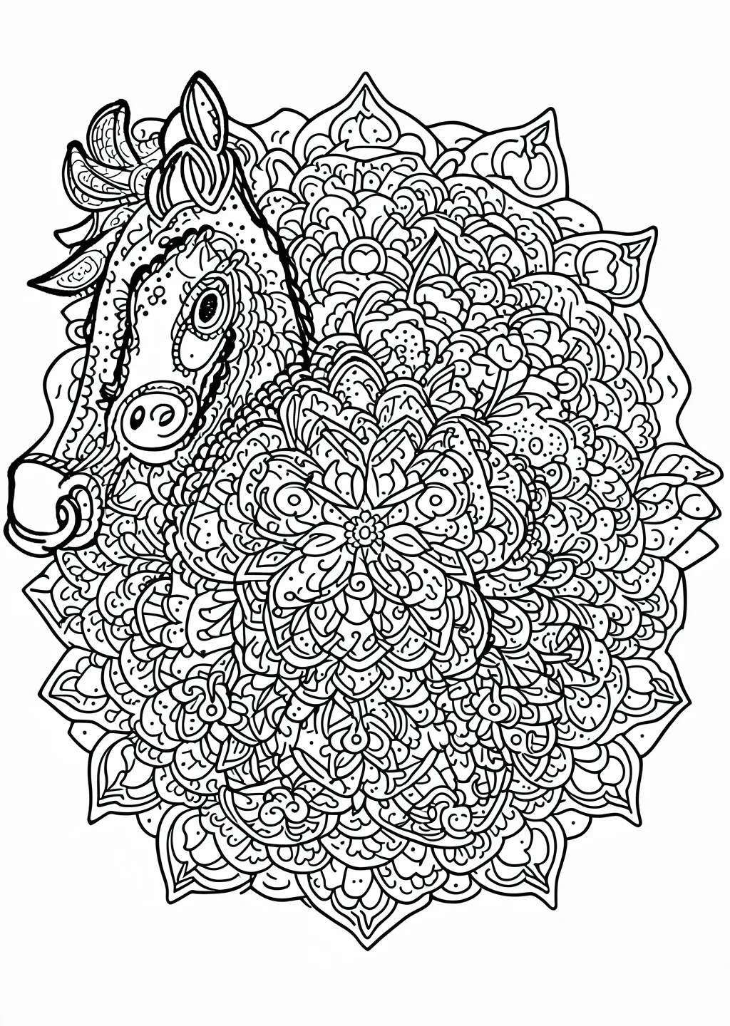 Pferde-Mandala Ausmalbild – Ausmalbild Vorlage