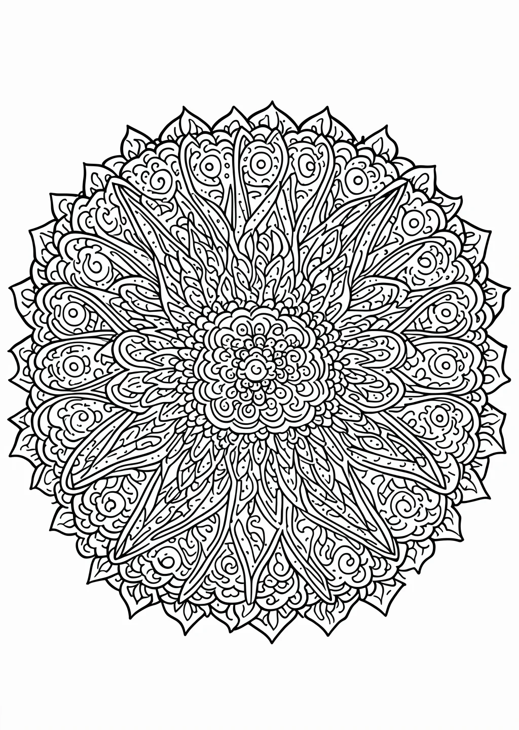 Sonnenstrahlen-Mandala Ausmalbild – Ausmalbild Vorlage