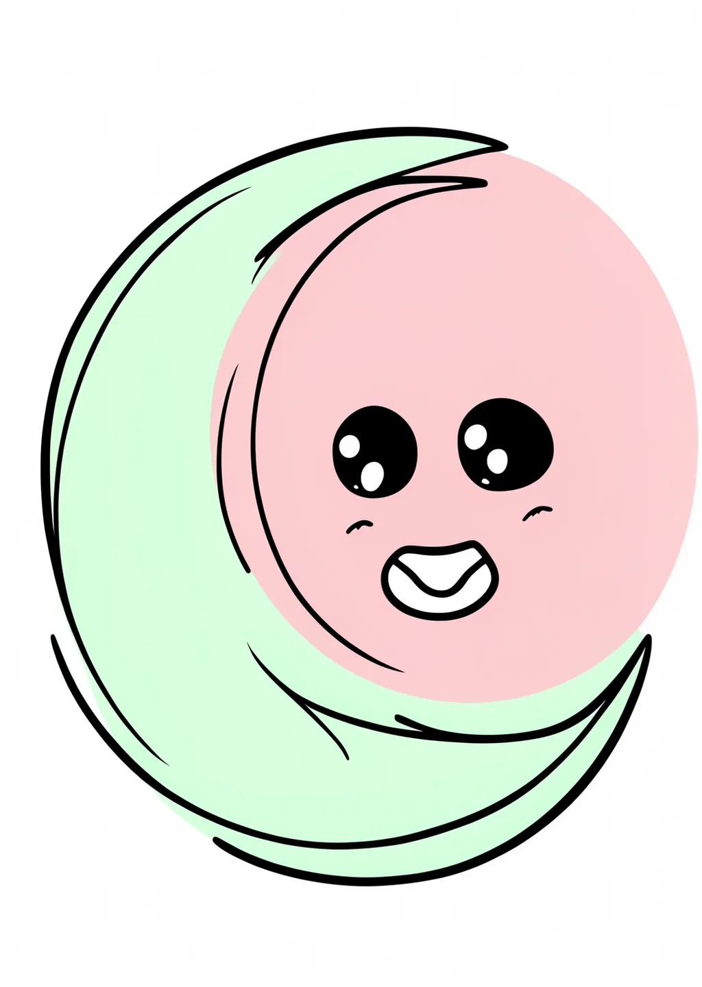 Mond Ausmalbild – farbiges Beispiel