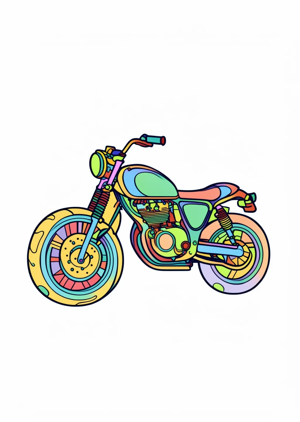 Motorrad Ausmalbild – farbiges Beispiel