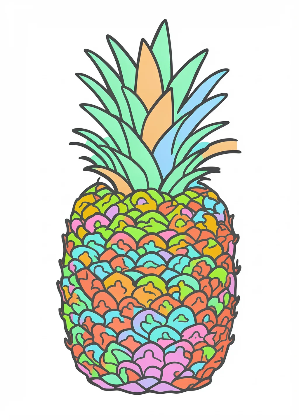 Ananas Ausmalbild – farbiges Beispiel