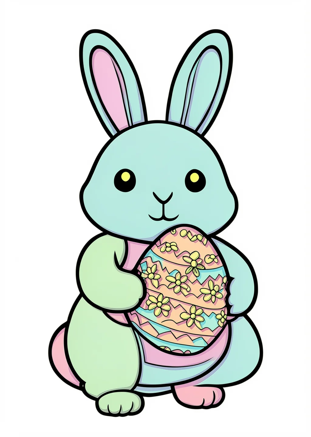 Osterhase Ausmalbild – farbiges Beispiel