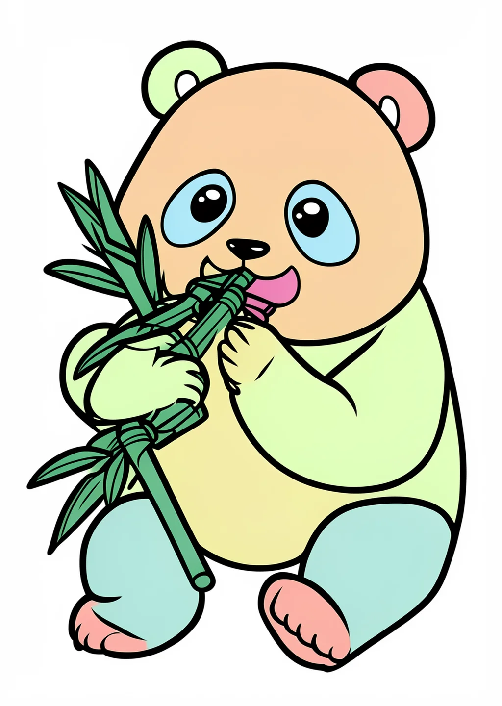 Panda Ausmalbild – farbiges Beispiel