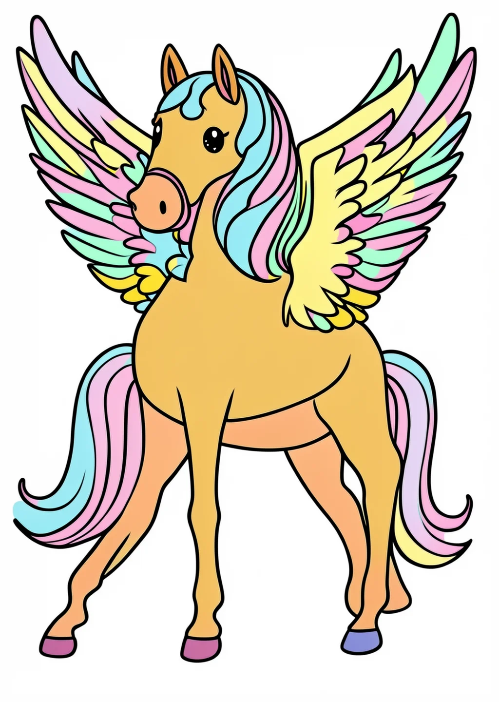 Pegasus Ausmalbild – farbiges Beispiel