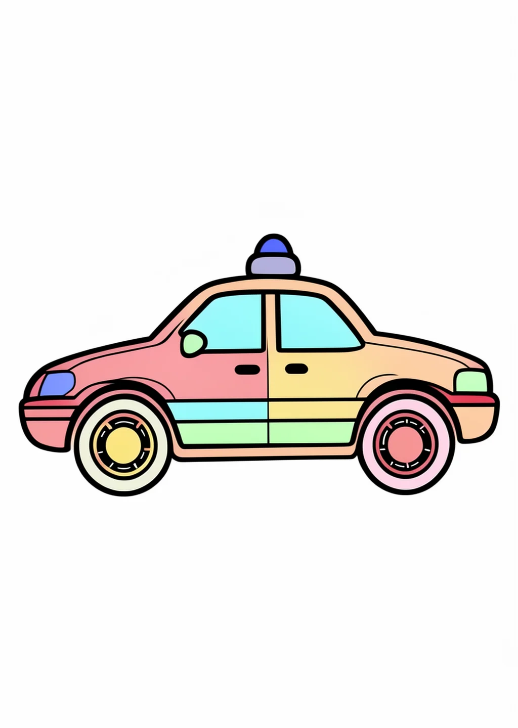Polizeiauto Ausmalbild – farbiges Beispiel