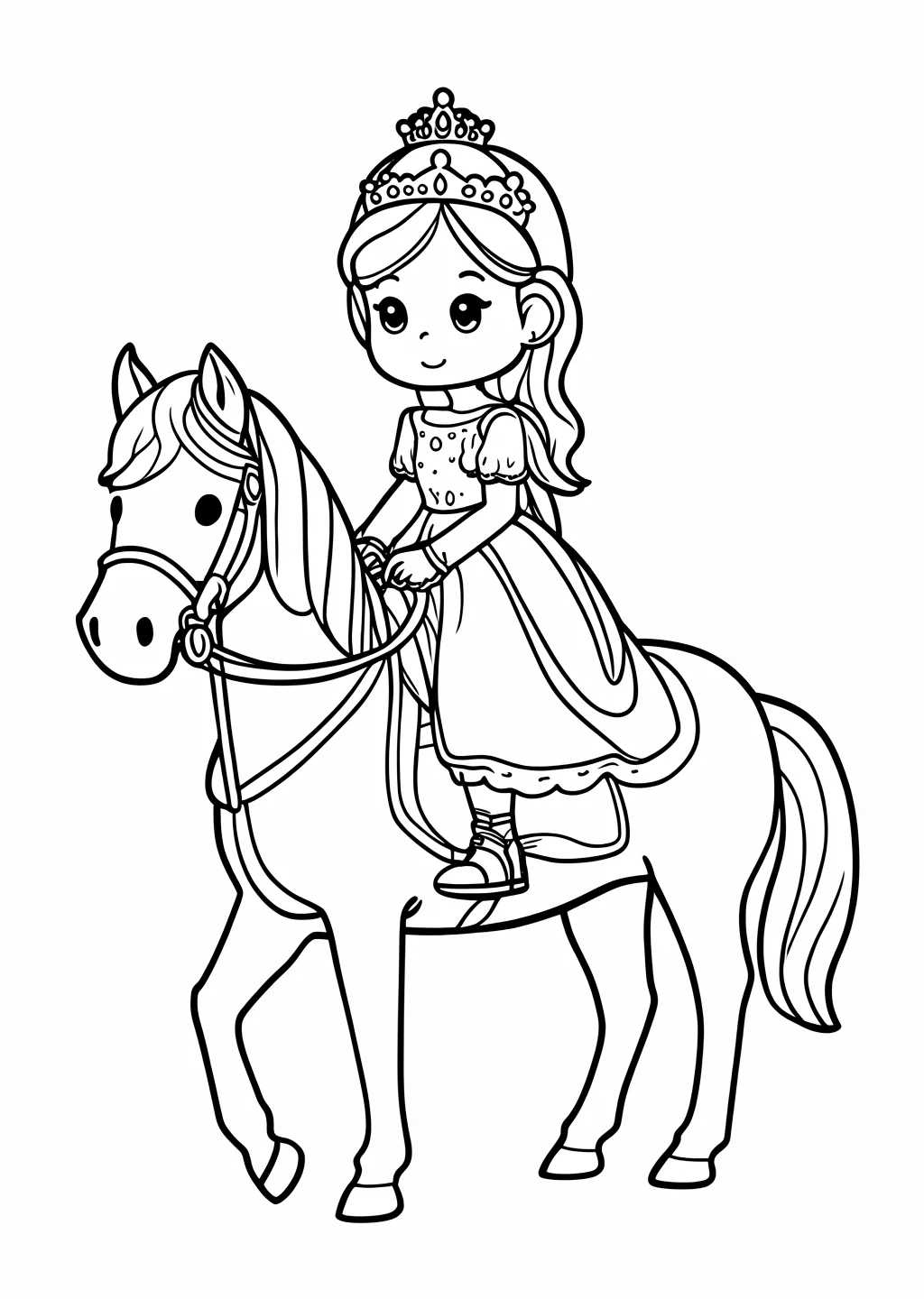 Prinzessin auf einem Pferd Ausmalbild – Ausmalbild Vorlage