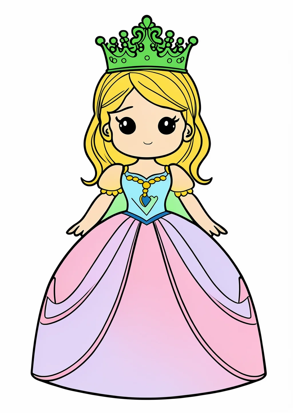 Prinzessin Ausmalbild – farbiges Beispiel