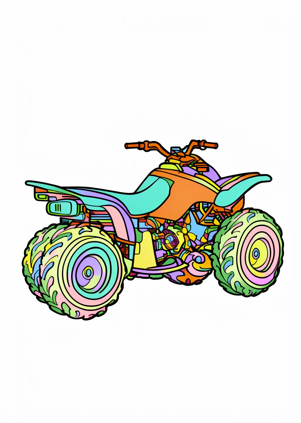 Quad Ausmalbild – farbiges Beispiel