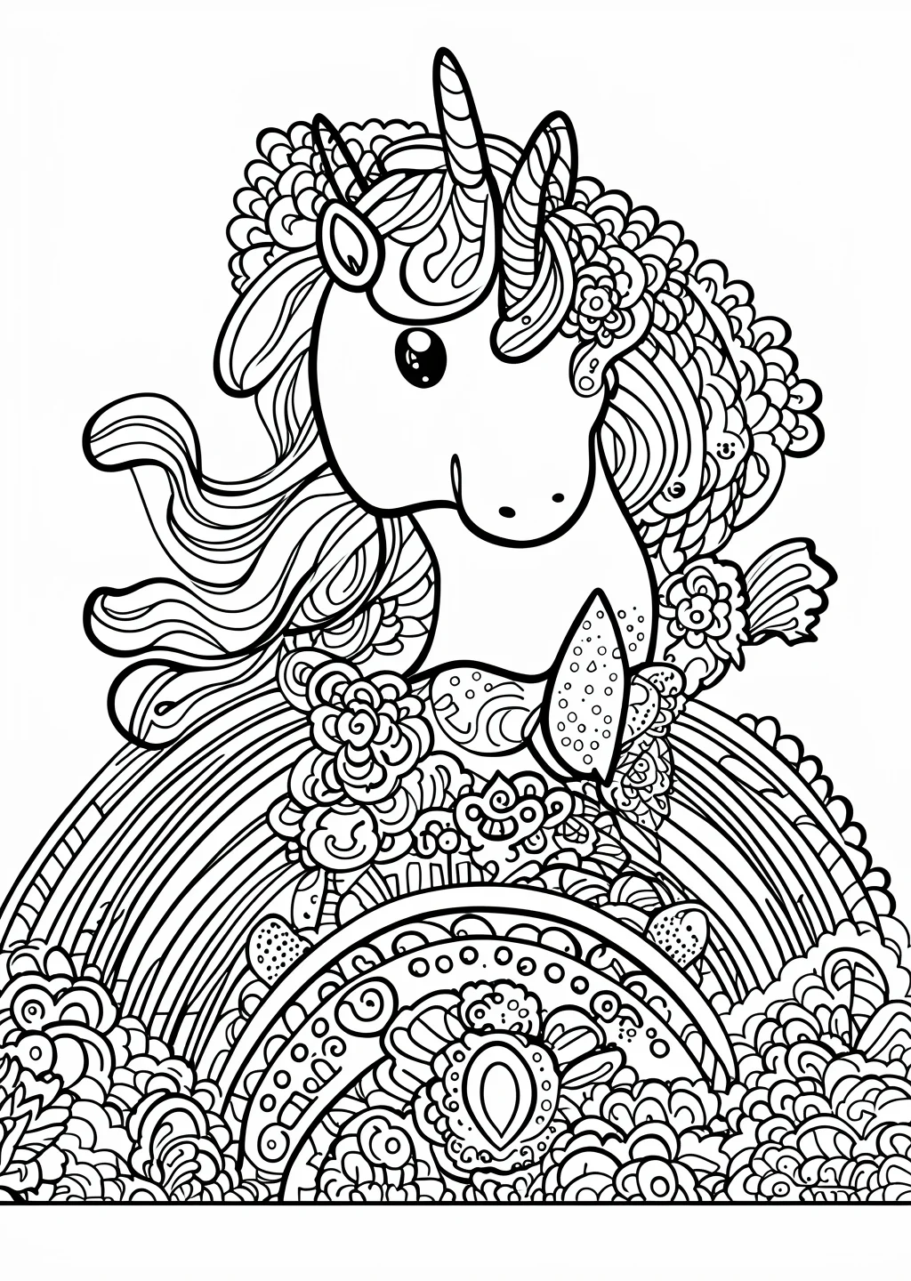 Regenbogen-Einhorn Ausmalbild – Ausmalbild Vorlage