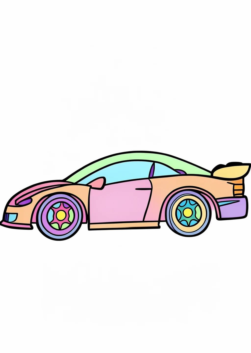 Rennauto Ausmalbild – farbiges Beispiel