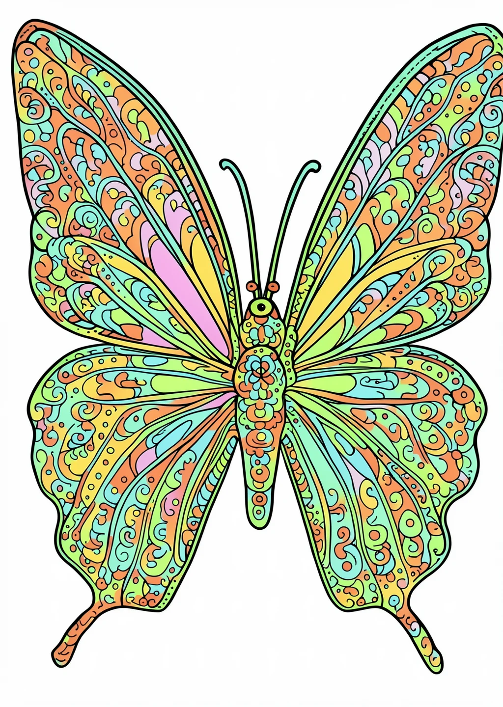 Schmetterling Ausmalbild – farbiges Beispiel
