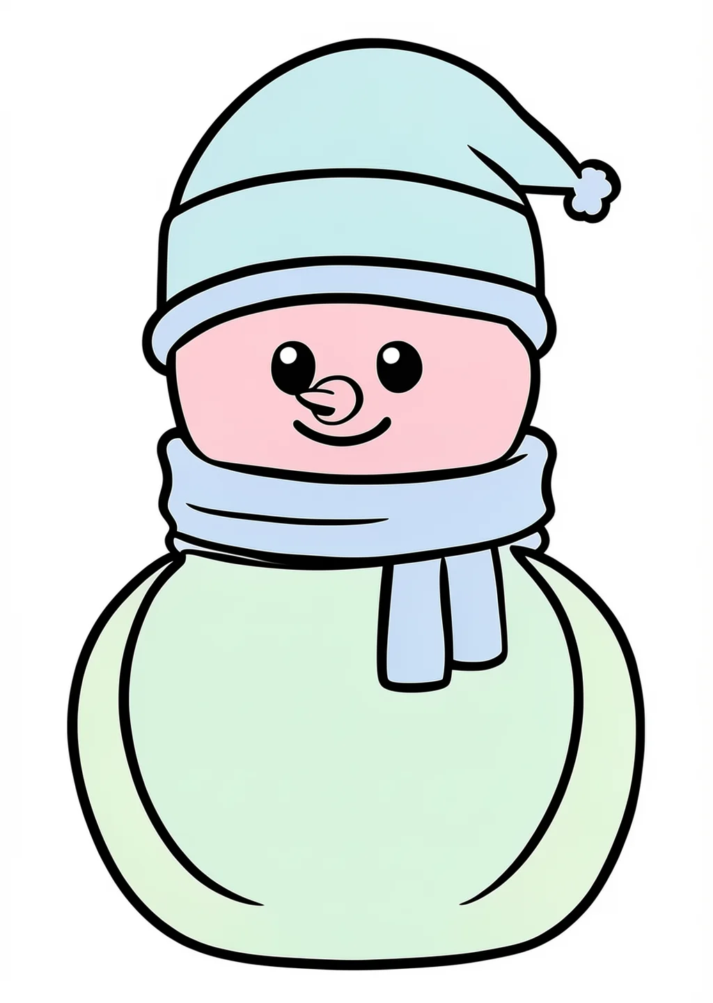 Schneemann Ausmalbild – farbiges Beispiel