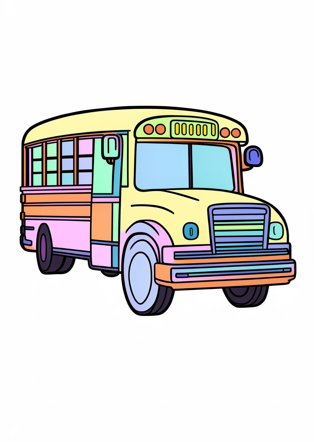 Schulbus Ausmalbild – farbiges Beispiel