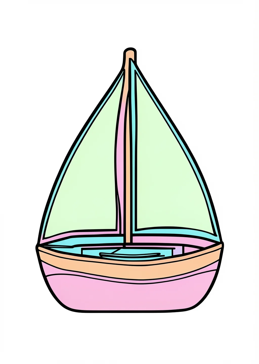 Segelboot Ausmalbild – farbiges Beispiel