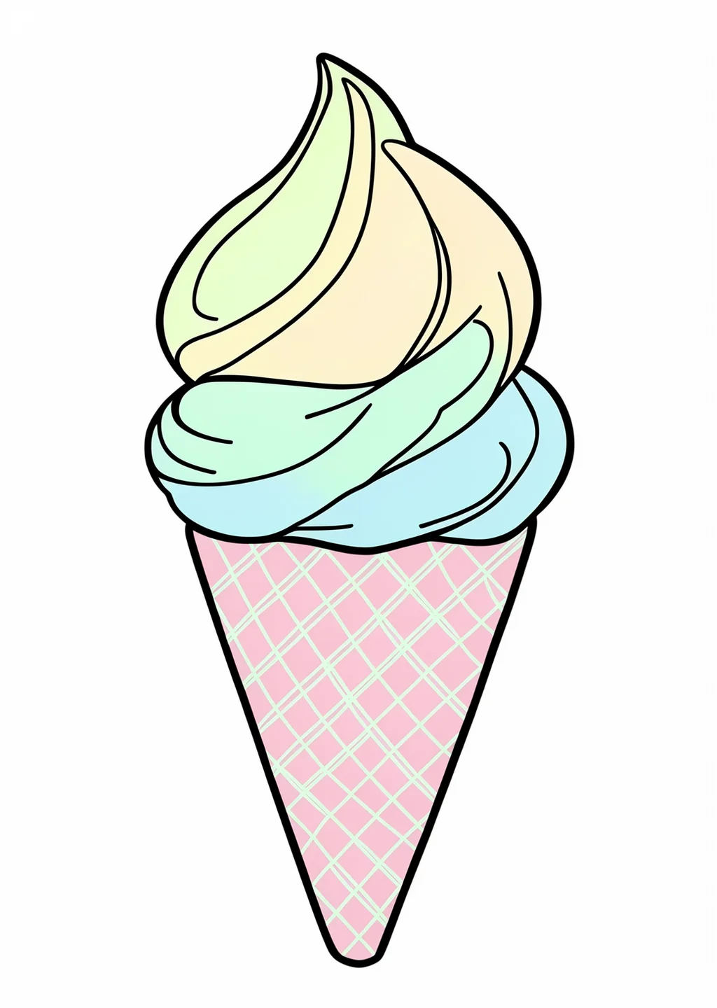 Eiscreme Ausmalbild – farbiges Beispiel