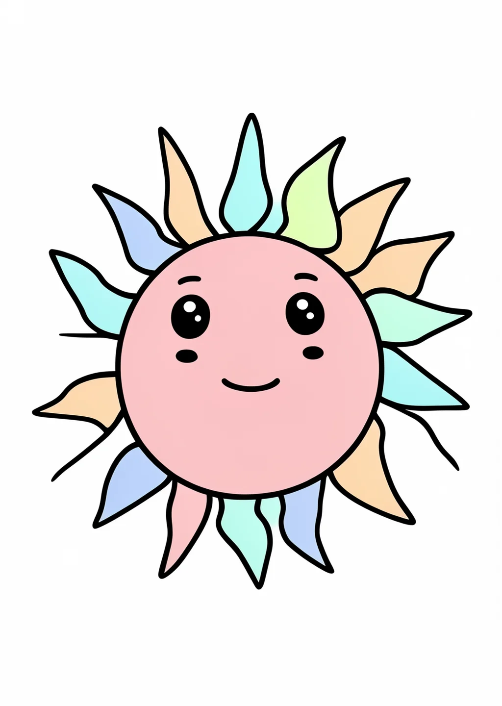 Sonne Ausmalbild – farbiges Beispiel