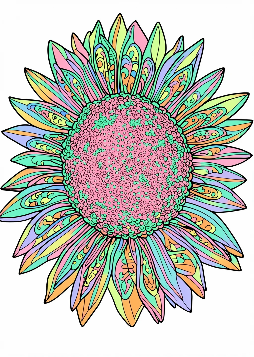 Sonnenblume Ausmalbild – farbiges Beispiel