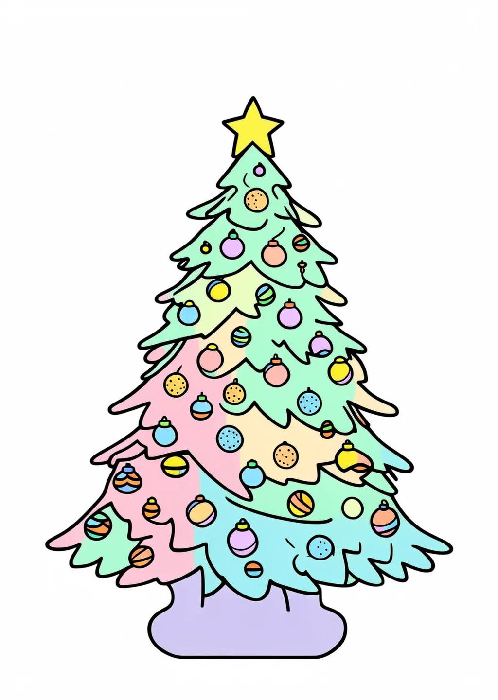 Tannenbaum Ausmalbild – farbiges Beispiel