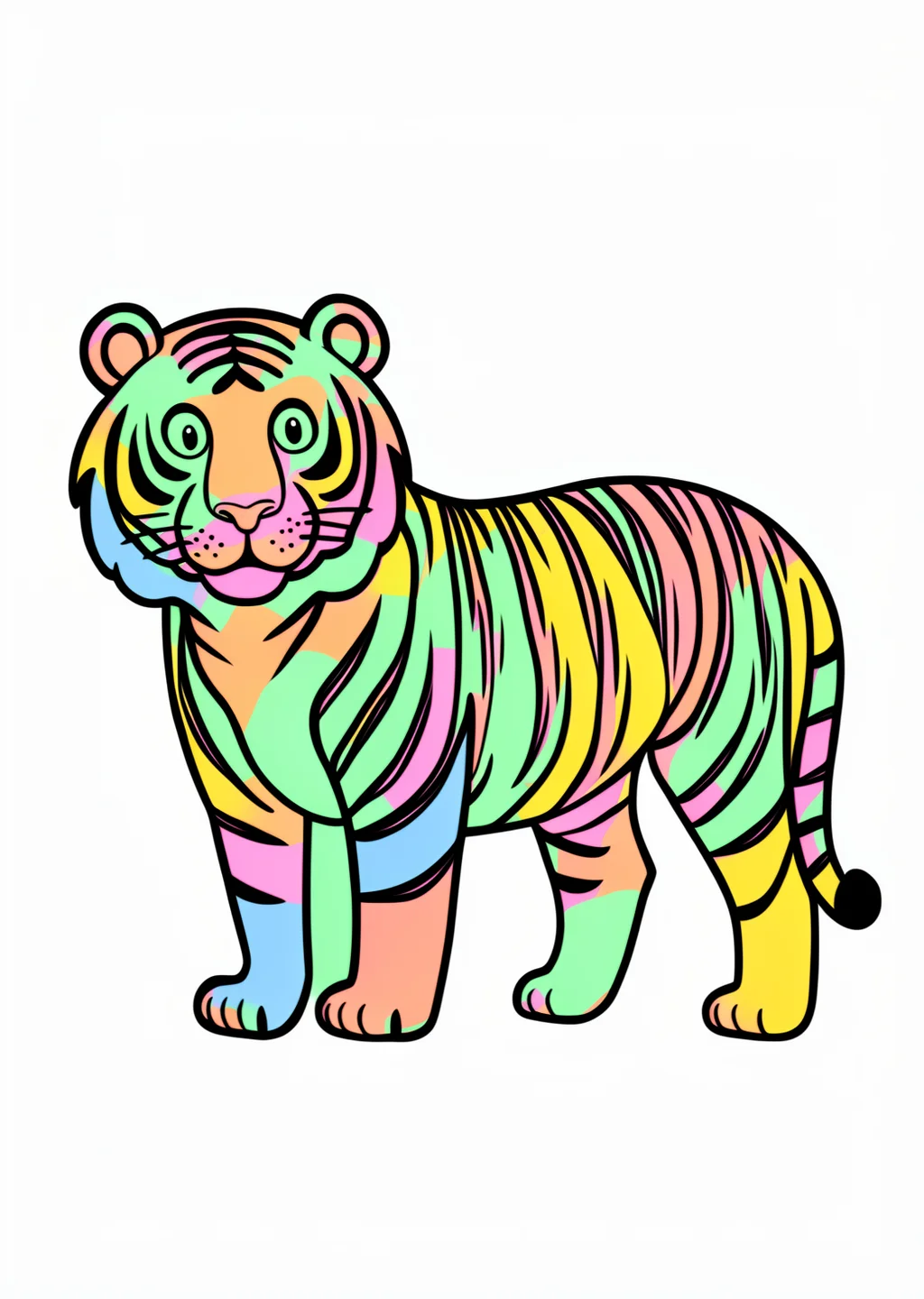 Tiger Ausmalbild – farbiges Beispiel