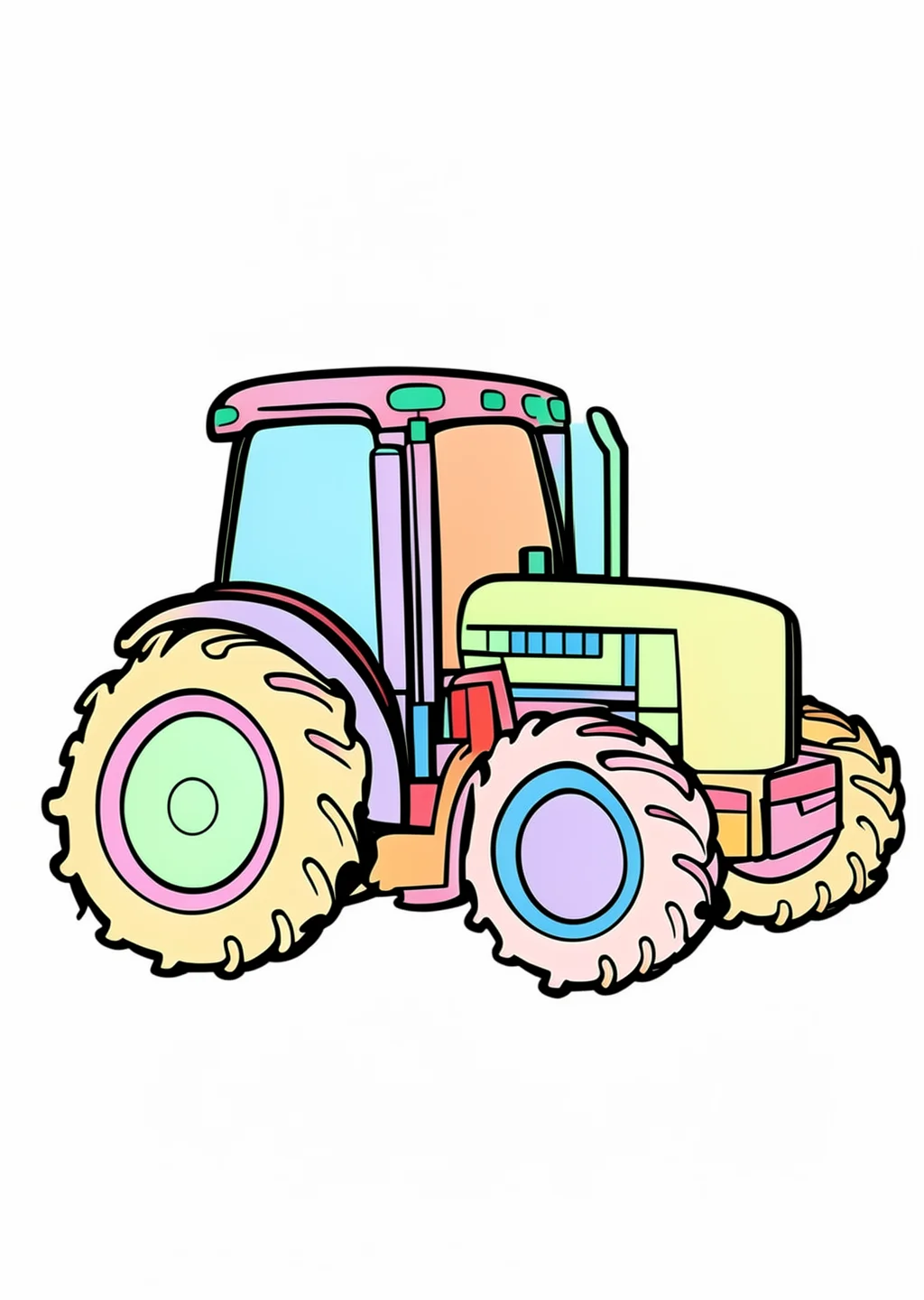 Traktor Ausmalbild – farbiges Beispiel