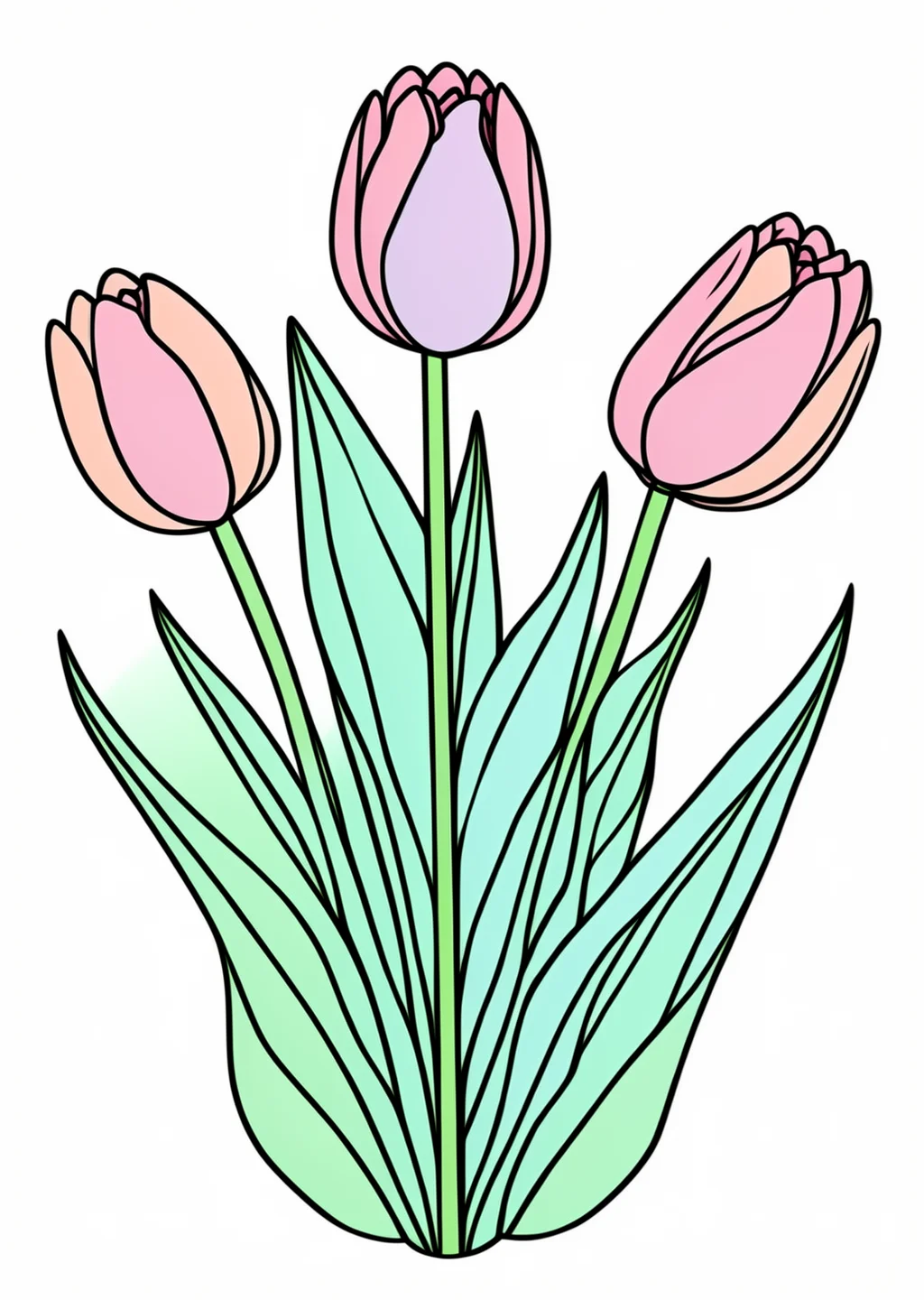 Tulpen Ausmalbild – farbiges Beispiel