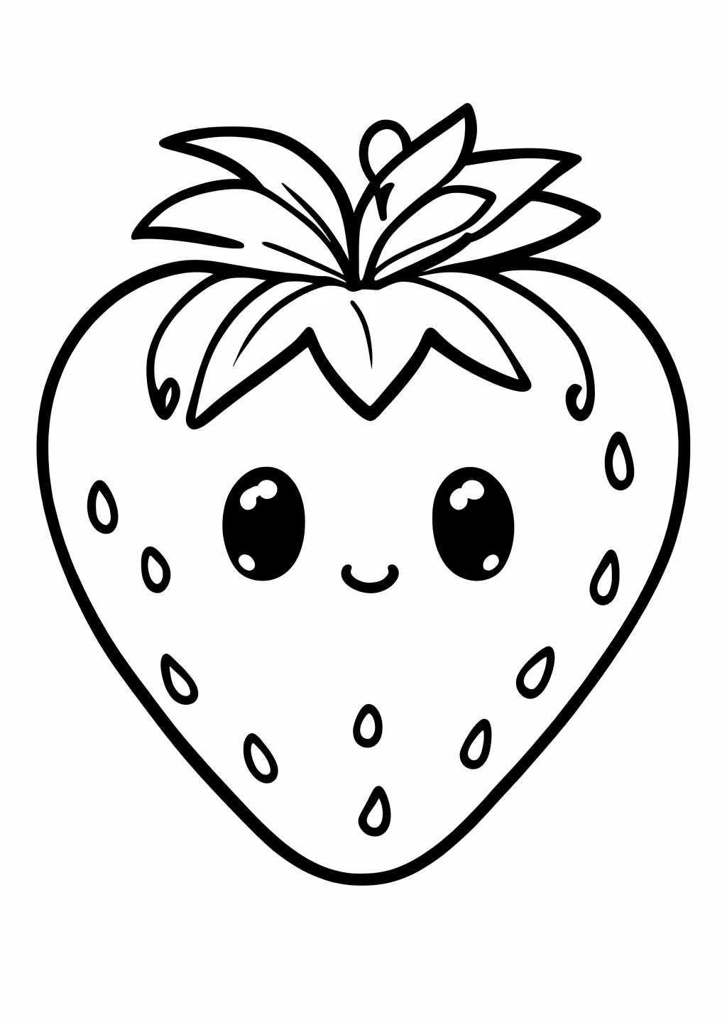 Kawaii Erdbeere Ausmalbild – Ausmalbild Vorlage