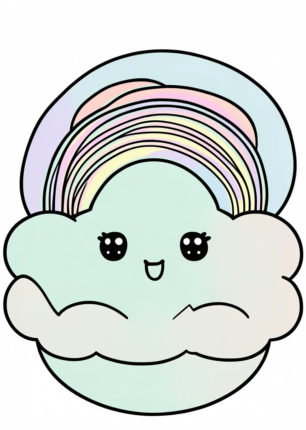 Kawaii Wolke Ausmalbild – farbiges Beispiel