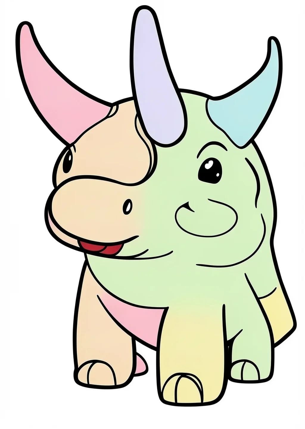 Triceratops Ausmalbild – farbiges Beispiel