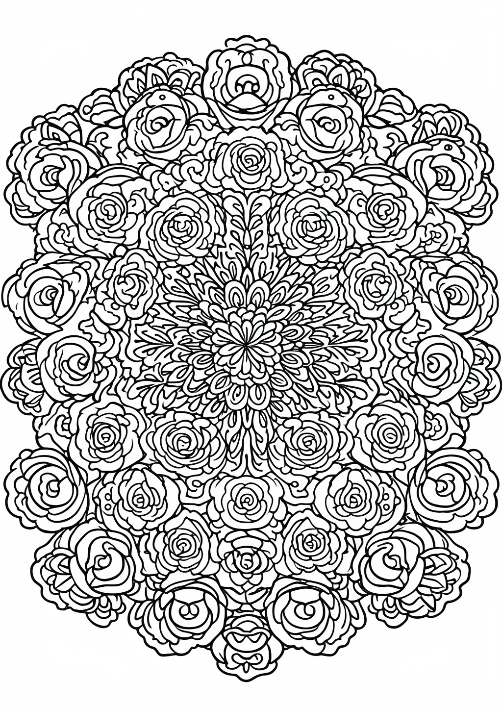 Rosen-Mandala Ausmalbild – Ausmalbild Vorlage