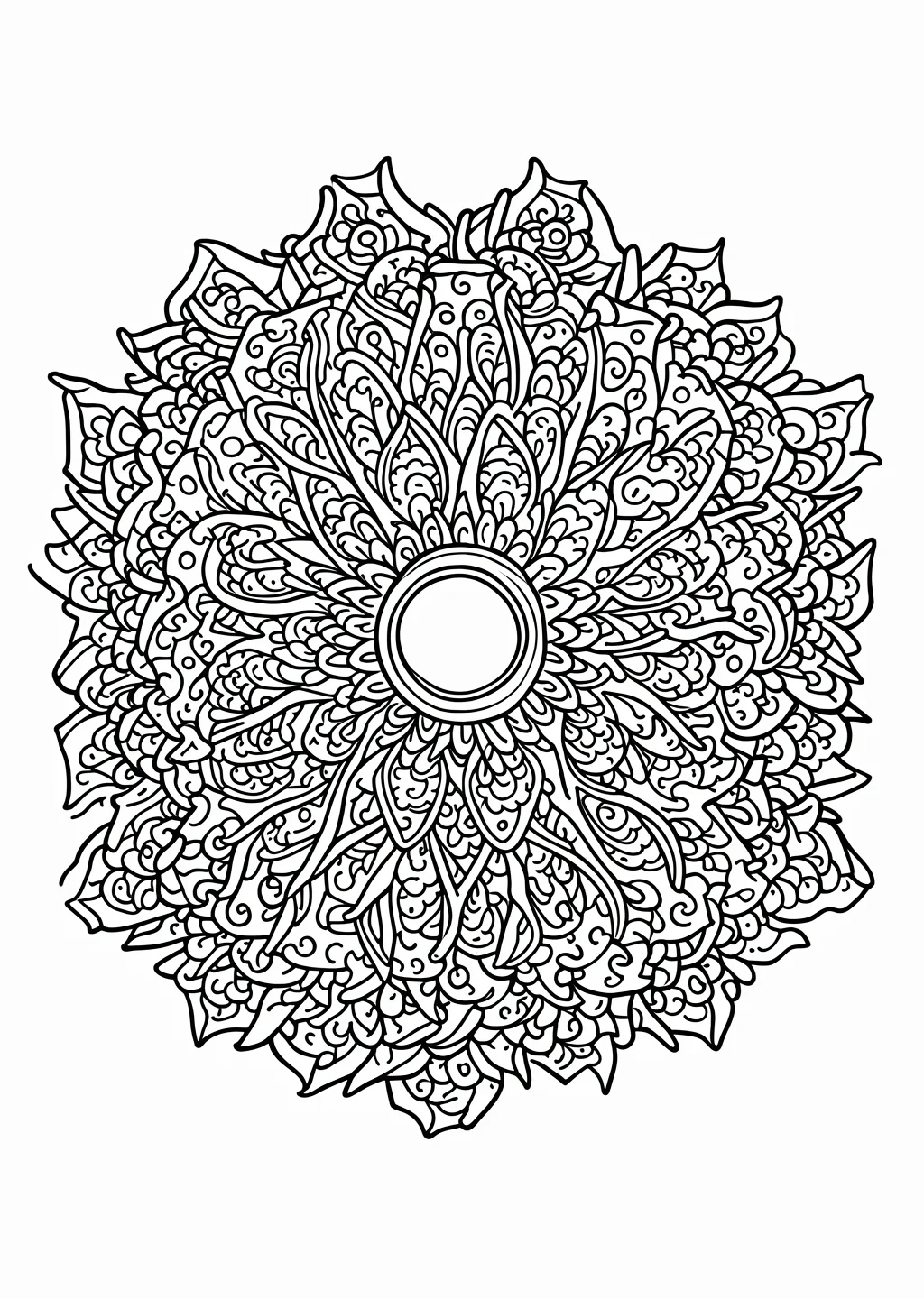 Sonne-Mond-Mandala Ausmalbild – Ausmalbild Vorlage