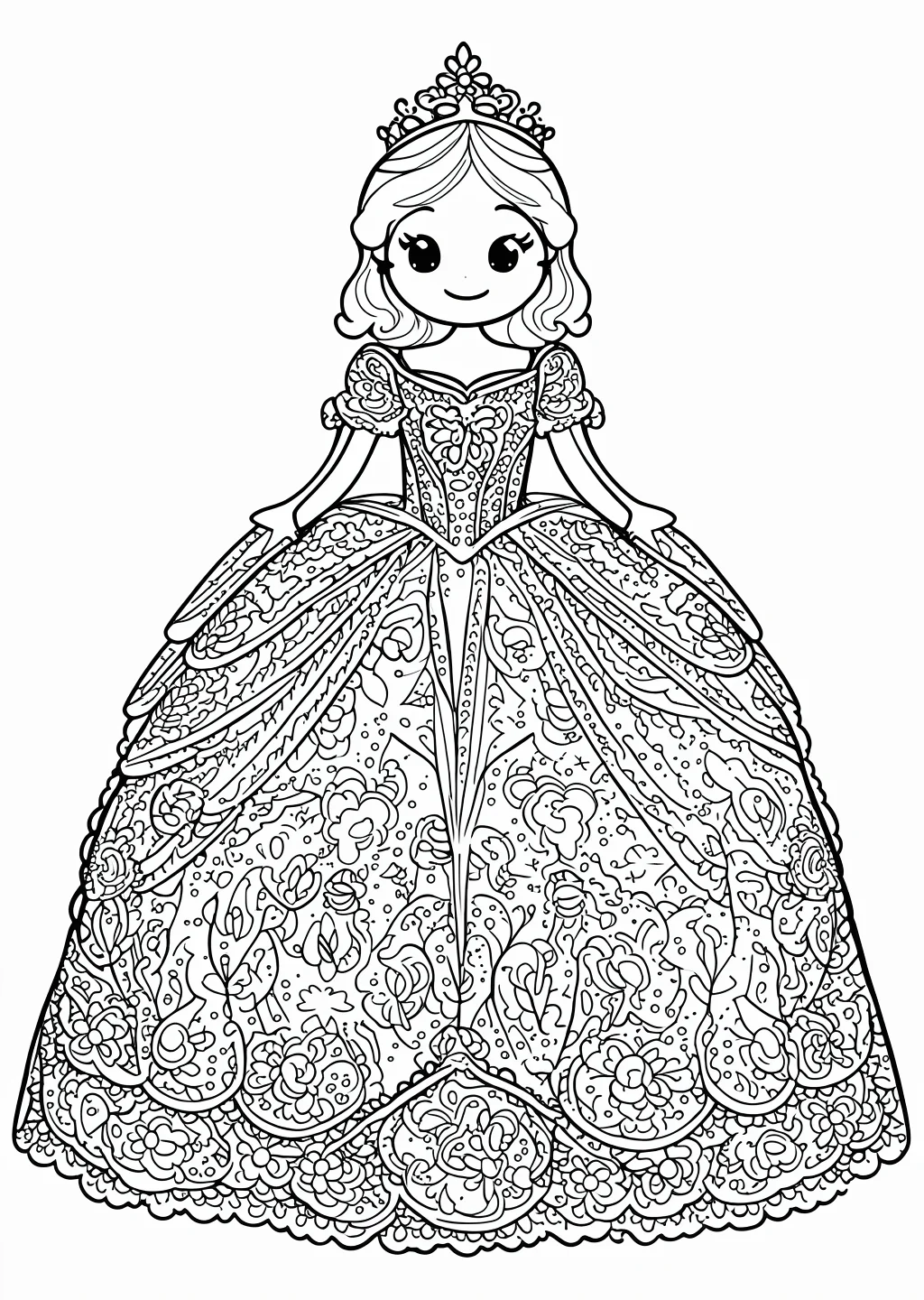 Prinzessin im Ballkleid Ausmalbild – Ausmalbild Vorlage