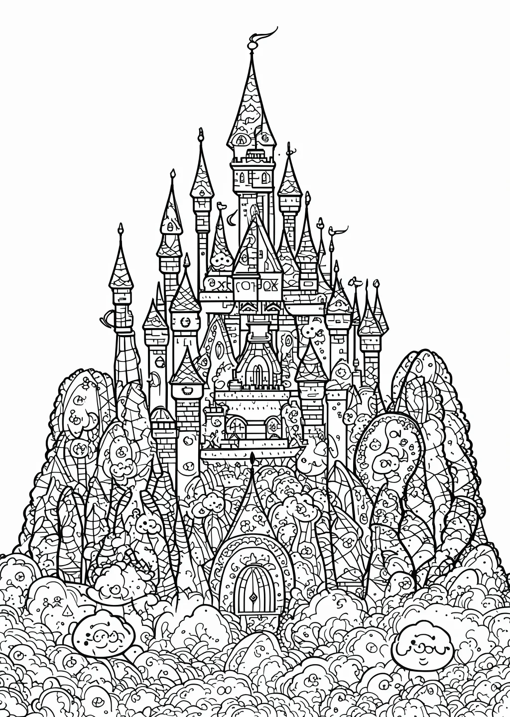 Großes Märchenschloss Ausmalbild – Ausmalbild Vorlage